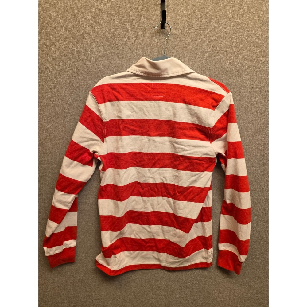 Lands End Mens Red White Striped Long Sleeve Rugby Polo Shirt Small 34-36 501919 - Picture 7 of 7